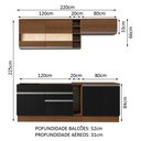 Ver imagem 4 de Armário de Cozinha Completa 220cm Rustic/Preto/Rustic Parma Madesa 02