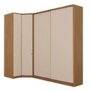Ver imagem 2 de Guarda Roupa Modulado de Canto 4 Portas 3 Peças Decor Marrom/Freijó/Off White
