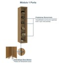 Ver imagem 5 de Guarda Roupa Modulado de Canto 4 Portas 3 Peças Decor Marrom/Freijó/Off White