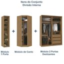 Ver imagem 6 de Guarda Roupa Modulado de Canto 4 Portas 3 Peças Decor Marrom/Freijó/Off White