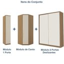Ver imagem 7 de Guarda Roupa Modulado de Canto 4 Portas 3 Peças Decor Marrom/Freijó/Off White