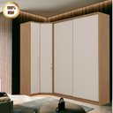 Ver imagem 1 de Guarda Roupa Modulado de Canto 4 Portas 3 Peças Decor Marrom/Freijó/Off White