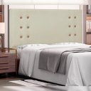 Ver imagem 3 de Cabeceira Decorativa King Size Kors PU G63 Madeira Maciça Couro Sintético Marfim Gran Belo