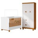 Ver imagem 2 de Berço Mini Cama com Guarda Roupa 3 Portas e 3 Gavetas Apolo Branco Fosco/Savana - Reller Móveis