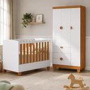 Ver imagem 1 de Berço Mini Cama com Guarda Roupa 3 Portas e 3 Gavetas Apolo Branco Fosco/Savana - Reller Móveis