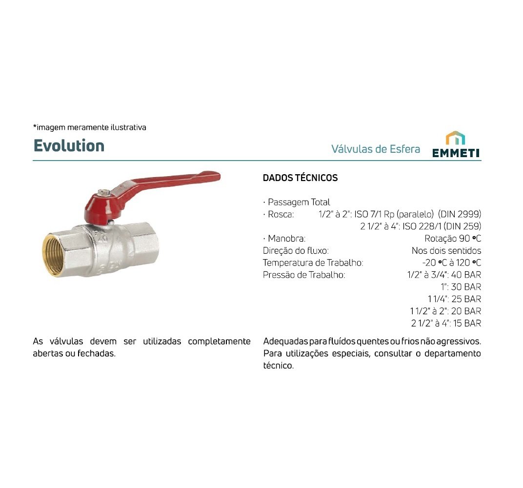 Válvula Esfera F/F Alavanca em Alumínio 2.1/2" Techno Emmet - 2
