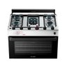 Fogão Esmaltec 5 Bocas Ideal Master Mesa Inox Tampa de Vidro Forno 84 Litros Branco T5itb Bivolt - 5