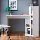 Ver imagem 3 de Mesa Escrivaninha 1 Porta Estilare Móveis Branco Com Off White