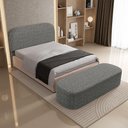 Ver imagem 4 de Cabeceira Cama Box Queen 160cm Lanna com Puff Recamier Doha W01 Linho Mescla Chumbo - Lyam Decor