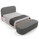 Ver imagem 1 de Cabeceira Cama Box Queen 160cm Lanna com Puff Recamier Doha W01 Linho Mescla Chumbo - Lyam Decor