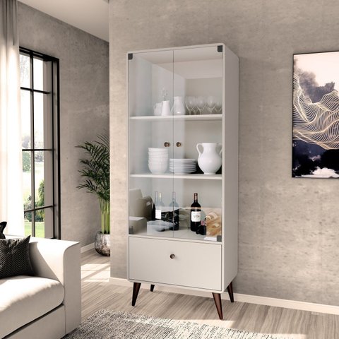 Cristaleira 680x1730x400 mm Curve Cinza/Off White