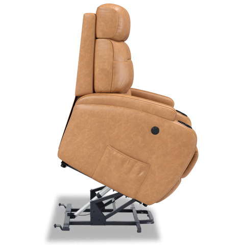 Poltrona do Papai Reclinável com Elevador Lift Pós Cirurgico em Corino Cor Caramelo- Modelo Florença