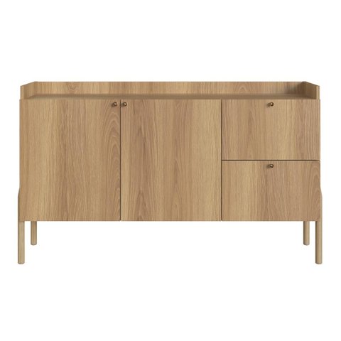 Balcão Buffet 139cm 2 Portas 2 Gavetas Pé Madeira Oslo Hanover 37969E