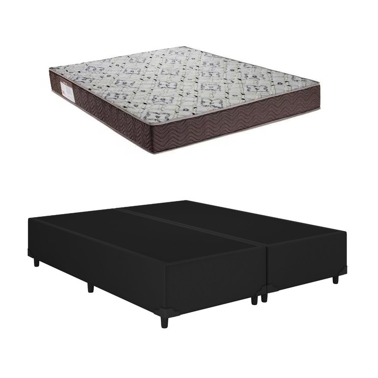 Cama Box Casal Bipartido Iso 150 Espuma D45 138x188 Preto - Ortobom Cama Box Casal Bipartido Iso 150 Espuma D45 138x188 Preto - Ortobom
