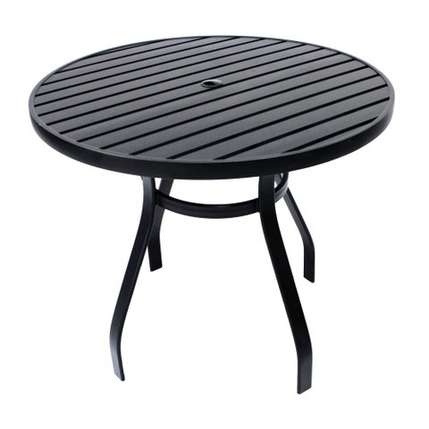 Mesa 90cm Tampo Ripado Alumínio Área Externa Piscina Jardim Jantar