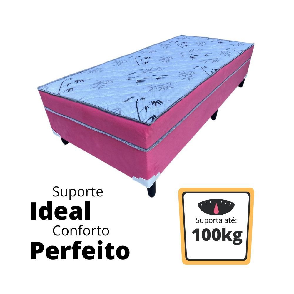 Cama Box Solteiro Conjugado Ortopédico Sleep Pink 88x188x53 - 3