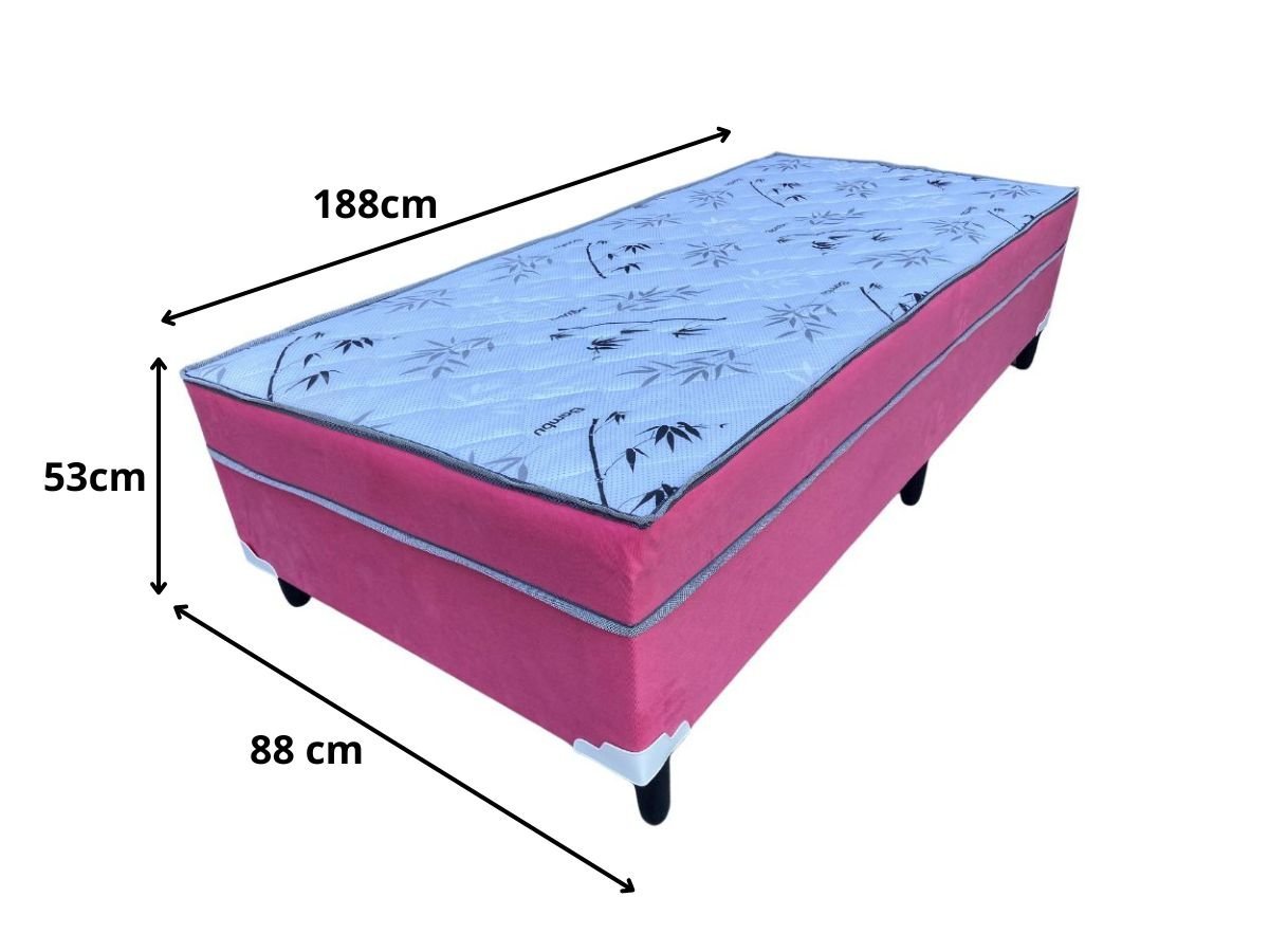 Cama Box Solteiro Conjugado Ortopédico Sleep Pink 88x188x53 - 2