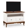 Rack para Sala com Pés Luis Xv 2 Gavetas e Nicho 60502 Linz Móveis - Branco/imbuia Glazer - 2
