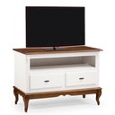 Ver imagem 2 de Rack para Sala com Pés Luis Xv 2 Gavetas e Nicho 60502 Linz Móveis - Branco/imbuia Glazer
