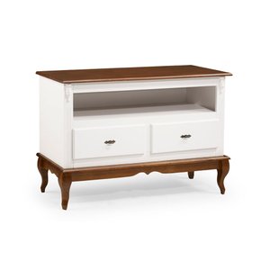 Rack para Sala com Pés Luis Xv 2 Gavetas e Nicho 60502 Linz Móveis - Branco/imbuia Glazer