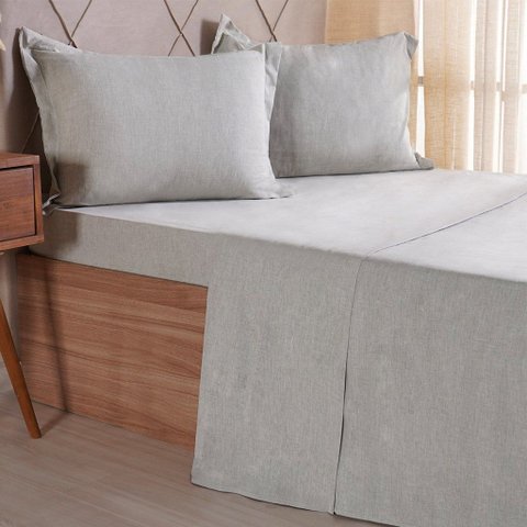 Jogo de Cama Solteiro 3 Pçs Line Stile 100% Poliéster 88x188x30cm Verde Alfafa