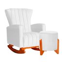 Ver imagem 1 de Kit Poltrona Amamentação Balanço + Puff Suede Branco - Belliv Decor