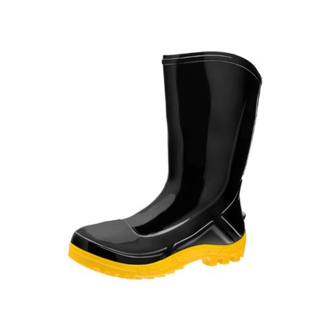Bota de Pvc Vulcaflex Preta com Solado Amarelo Cano Médio Marluvas
