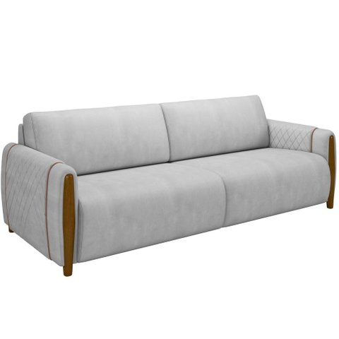 Sofá 02 Lugares para Sala de Estar Pés em Madeira 168 Cm Flora M03 Veludo Cinza - Lyam Decor
