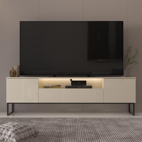 Rack para Tv até 75 Polegadas 2 Portas 1 Gaveta Lume 200 Cm com Led e Pés Estilo Industrial