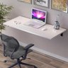Mesa de Parede Escritório Dobrável Suspensa com Suporte 90x38 Branco - 1
