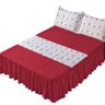 Colcha Casal 5 Peças com Babado Detalhe Floral Magnólia:Vermelho - 5