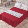 Colcha Casal 5 Peças com Babado Detalhe Floral Magnólia:Vermelho - 1