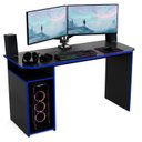 Ver imagem 2 de Mesa Escrivaninha Setup 115cm com Nichos e Espaço para Cpu Gamer Athenas Preto/com Azul