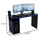 Ver imagem 3 de Mesa Escrivaninha Setup 115cm com Nichos e Espaço para Cpu Gamer Athenas Preto/com Azul