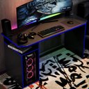 Ver imagem 6 de Mesa Escrivaninha Setup 115cm com Nichos e Espaço para Cpu Gamer Athenas Preto/com Azul
