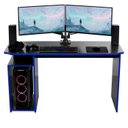 Ver imagem 4 de Mesa Escrivaninha Setup 115cm com Nichos e Espaço para Cpu Gamer Athenas Preto/com Azul