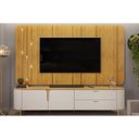 Ver imagem 1 de Rack Bancada C/painel P/tv até 75 Polegadas Celine 100% Mdf Led 241x189cm Bali/cedro - Dj Móveis