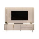 Ver imagem 2 de Rack Bancada C/painel P/tv até 75 Polegadas Celine 100% Mdf Led 241x189cm Bali/cedro - Dj Móveis