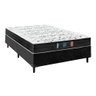 Cama Box Casal Sintético Preto com Colchão de Espuma Semi Ortopédica Extra Firme Cinza Suporta Até 8 - 1