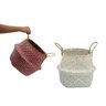 Kit 2 cestos organizadores multiuso decorativo branco e vermelho seagrass - Oikos - 2