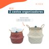 Kit 2 cestos organizadores multiuso decorativo branco e vermelho seagrass - Oikos - 3