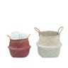 Kit 2 cestos organizadores multiuso decorativo branco e vermelho seagrass - Oikos - 1
