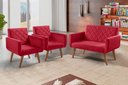 Ver imagem 4 de Conjunto Anabelle 2 Poltronas de 1 Lugar 1 Poltrona 2 Lugares Braço Unidecor Vermelho