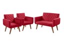 Ver imagem 1 de Conjunto Anabelle 2 Poltronas de 1 Lugar 1 Poltrona 2 Lugares Braço Unidecor Vermelho