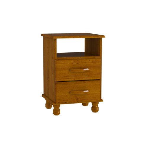 Mesa de Cabeceira em Madeira Viena 2 Gavetas e Nicho Imbuia Brilho Móveis Mpo