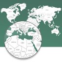Ver imagem 1 de Mapa-Múndi Adesivo com molduras para fotos - Branco com nomes cinza - 140x78
