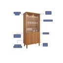 Ver imagem 2 de Cristaleira Sala Jantar Luiza C/ 4 Portas (2 de Vidro) Cinamomo/off White - Cimol