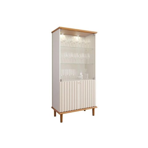 Cristaleira Sala Jantar Luiza C/ 4 Portas (2 de Vidro) Cinamomo/off White - Cimol