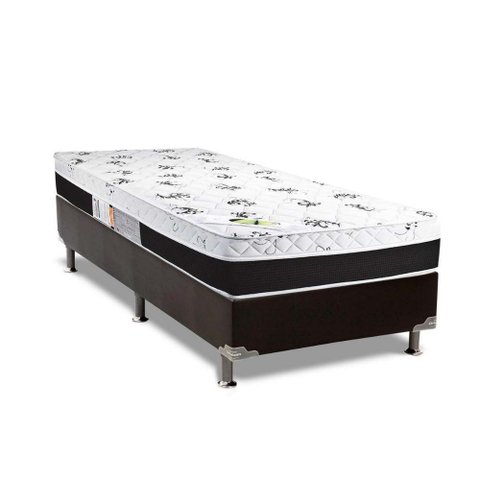 Cama Box Solteiro: Colchão Ortopédico Luckspuma D33/ag65 Aspen 50 + Base Crc Suede Black(88x188)