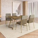 Ver imagem 1 de Conjunto Sala de Jantar Melbourne 4 Lugares Tampo MDP Estrutura Aço Dourado 130cm Móveis Carraro